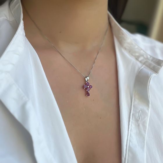 Серебряный крестик с рубином 2.26ct