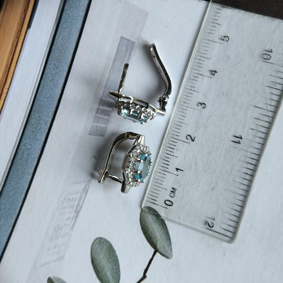 Серебряные серьги с топазом 3.86ct