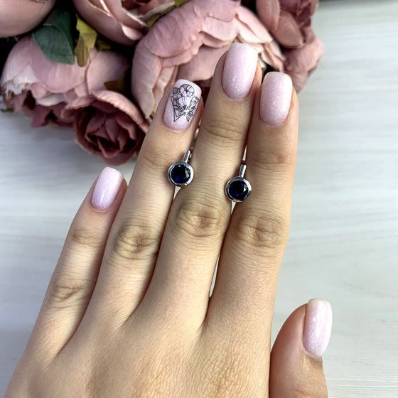 Серебряные серьги с сапфиром nano 1.275ct