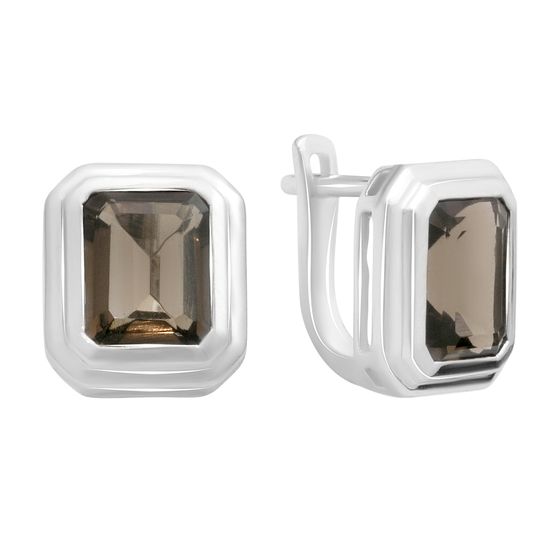 Серебряные серьги с раухтопазом (дымчатым кварцем) 5.658ct