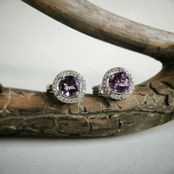 Серебряные серьги с аметистом 4.166ct