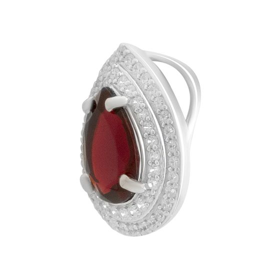 Серебряная подвеска с гранатом 2.181ct, фианитами