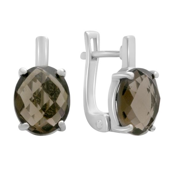 Серебряные серьги с раухтопазом (димчатым кварцем) 4.935ct