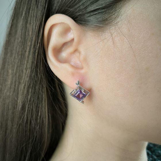 Серебряные серьги с аметистом 2.942ct