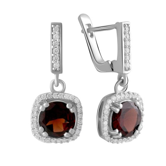 Серебряные серьги с гранатом 6.323ct