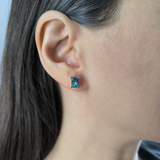 Серебряные серьги с мистик топазом 1.292ct