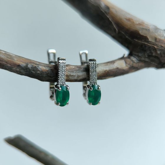 Серебряные серьги с агатом 0.955ct