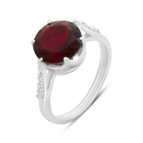 Серебряное кольцо с гранатом nano 2.714ct, фианитами