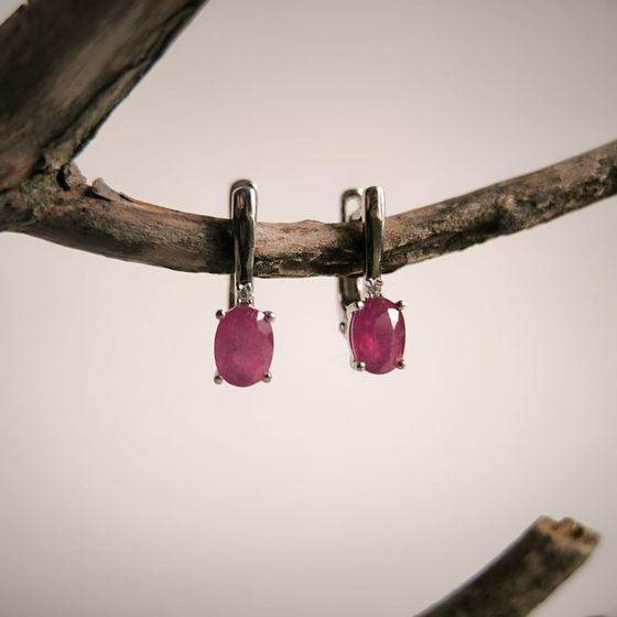 Серебряные серьги с рубином 2.313ct