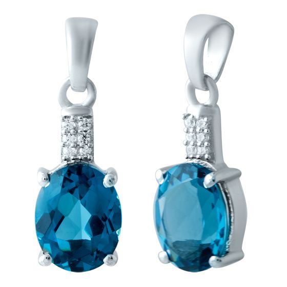 Серебряная подвеска с топазом Лондон Блю