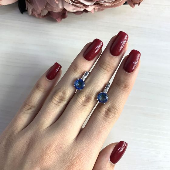 Серебряные серьги с мистик топазом 3.94ct
