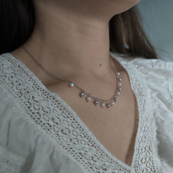 Серебряное колье с перлами