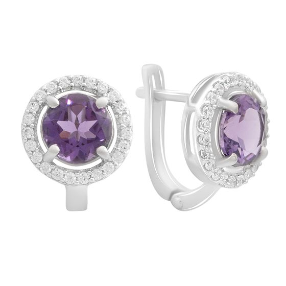 Серебряные серьги с аметистом 4.166ct