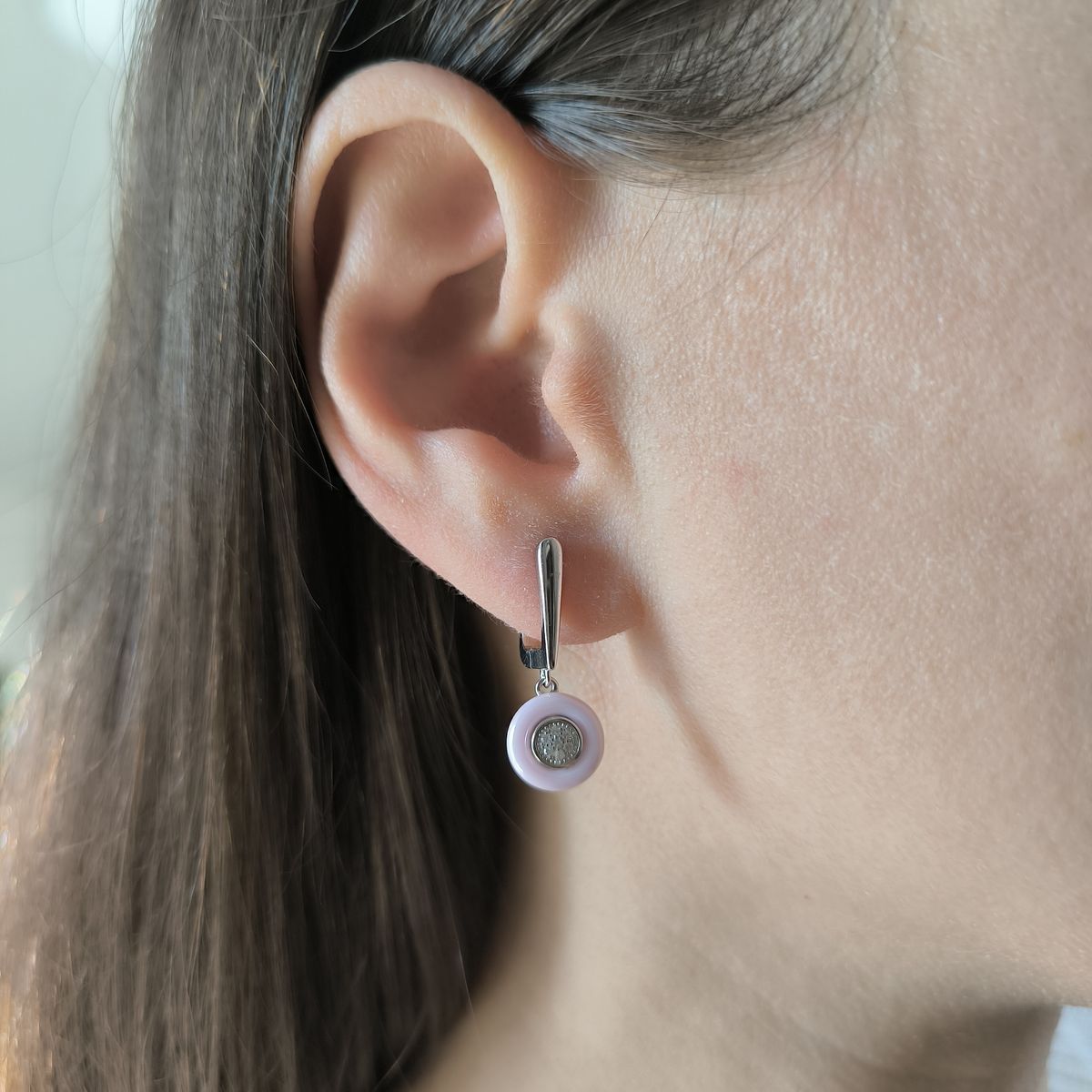 Серебряные серьги с керамикой