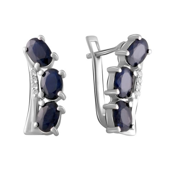 Серебряные серьги с сапфиром 3.632ct