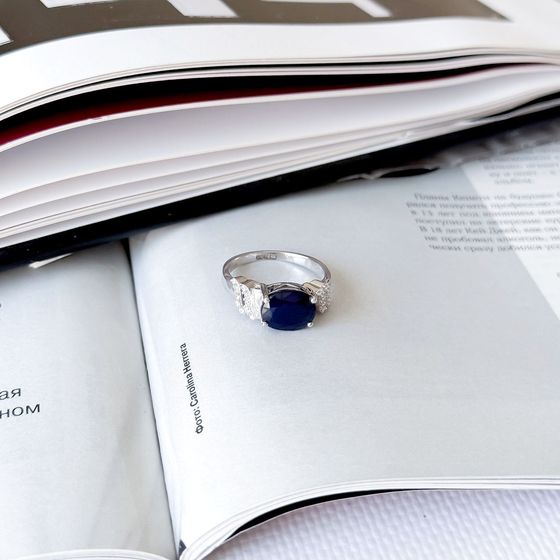 Серебряное кольцо с сапфиром 3.507ct