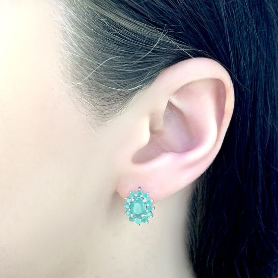 Серебряные серьги с изумрудом 2.506ct