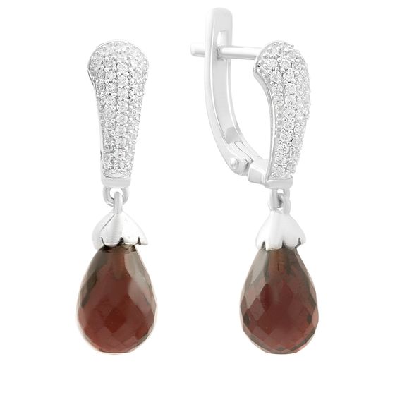 Серебряные серьги с гранатом 11.003ct