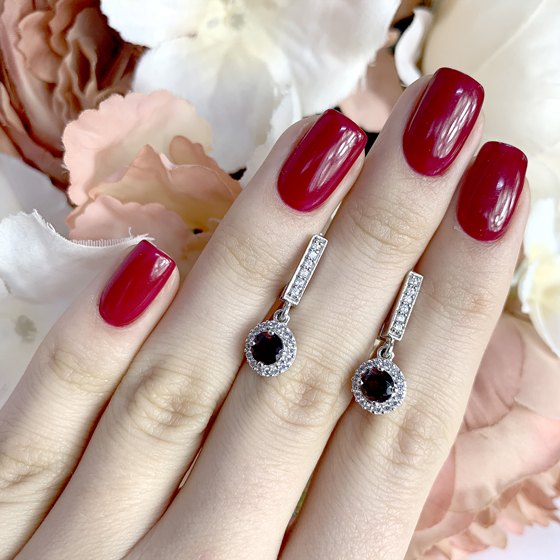 Серебряные серьги с гранатом 1.942ct