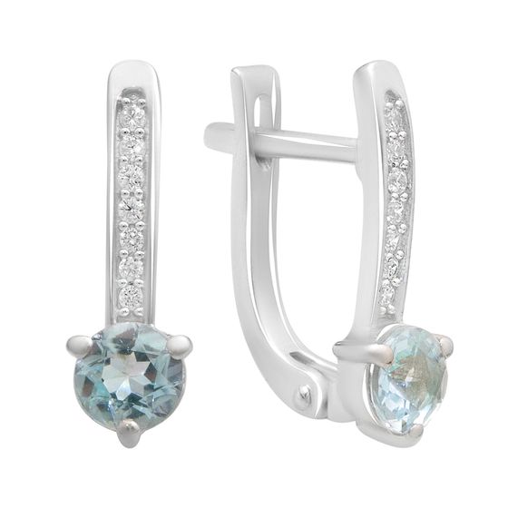 Серебряные серьги с топазом 1.211ct, фианитами