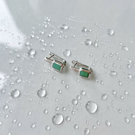 Серебряные серьги с изумрудом 1.984ct