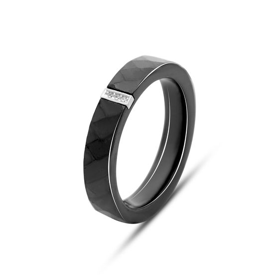 Серебряное кольцо с керамикой, фианитами