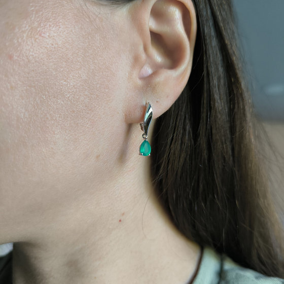 Серебряные серьги с агатом 1.258ct