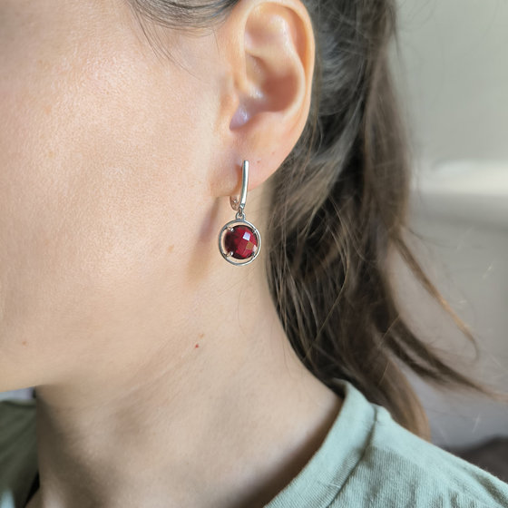Серебряные серьги с гранатом nano 6.852ct