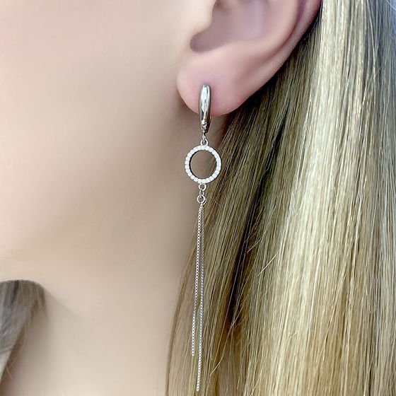 Серебряные серьги с фианитами