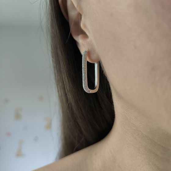 Серебряные серьги с фианитами Серебряные серьги с фианитами