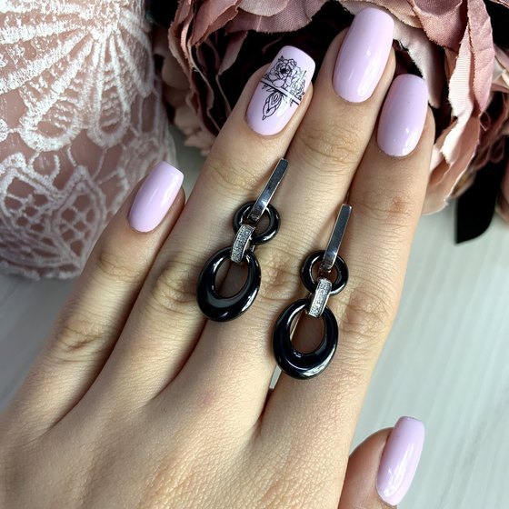 Серебряные серьги с керамикой