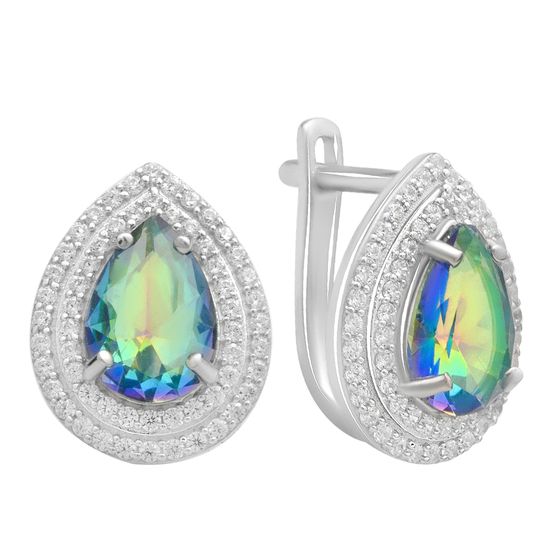 Серебряные серьги с мистик топазом 3.726ct