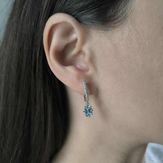 Серебряные серьги с топазом 2.68ct, фианитами