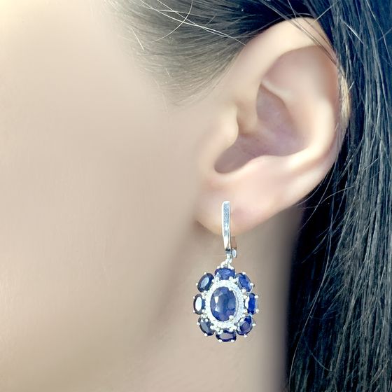 Серебряные серьги с сапфиром 8.332ct