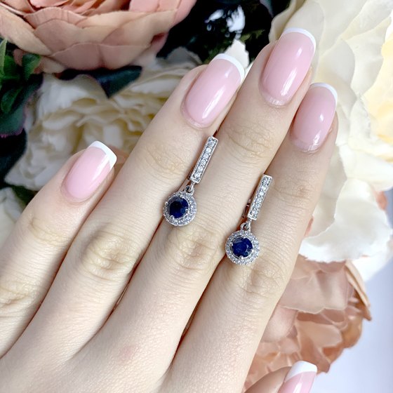 Серебряные серьги с сапфиром 2.086ct