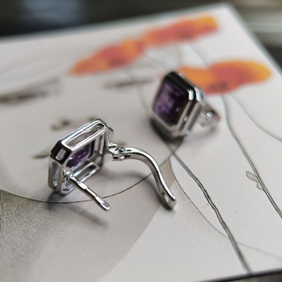 Серебряные серьги с александритом 7.658ct