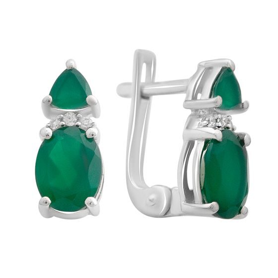 Серебряные серьги с агатом 2.737ct, фианитами