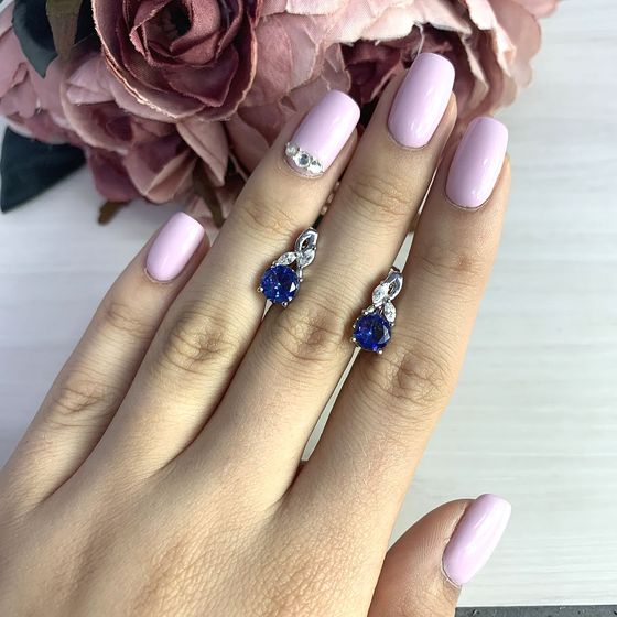Серебряные серьги с мистик топазом 2.422ct, фианитами