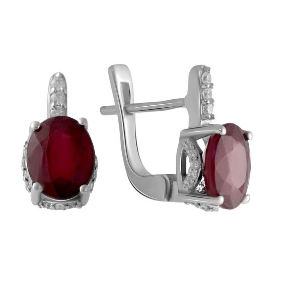 Серебряные серьги с рубином 5.413ct