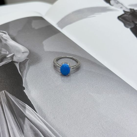 Серебряное кольцо с опалом 1.178ct, фианитами