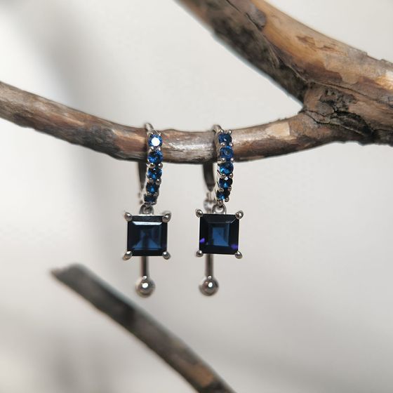 Серебряные серьги с сапфиром nano 2.35ct