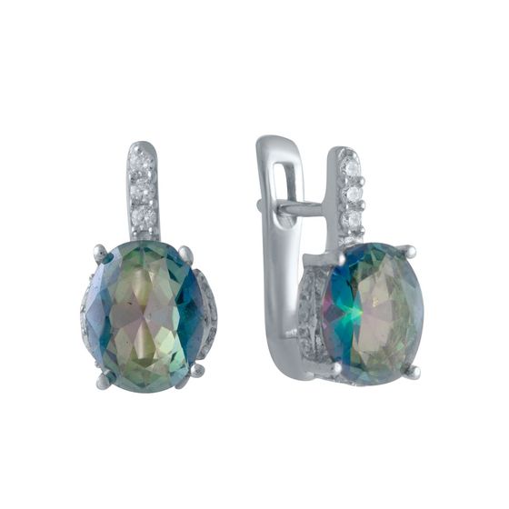 Серебряные серьги с мистик топазом 2.85ct