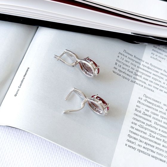 Серебряные серьги с султанитом 3.838ct, фианитами