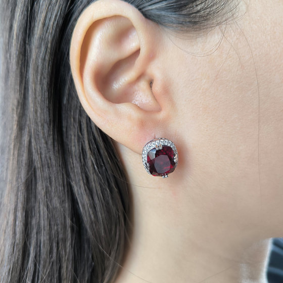 Серебряные серьги с гранатом nano 9.39ct