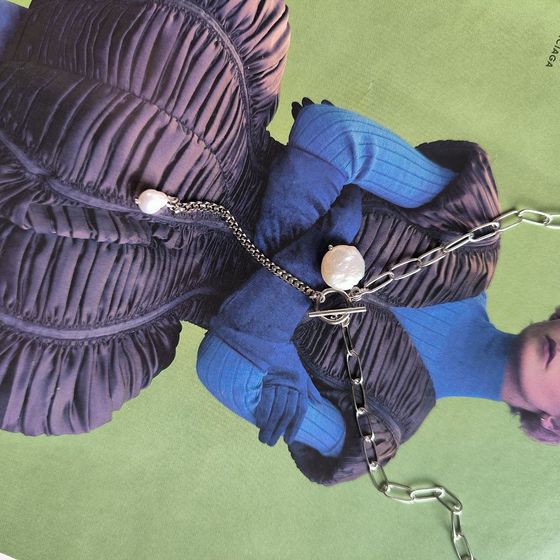 Серебряное колье с жемчугом барочным Серебряное колье с жемчугом барочным