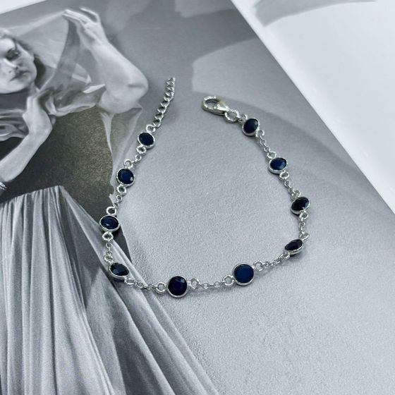 Серебряный браслет с сапфиром 6.756ct