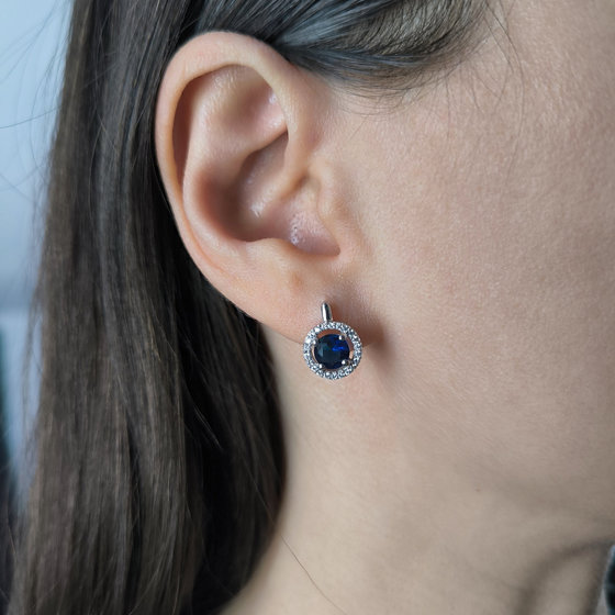 Серебряные серьги с сапфиром nano 1.747ct