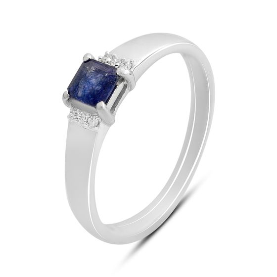Серебряное кольцо с сапфиром 0.444ct, фианитами