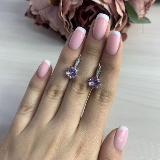 Серебряные серьги с аметистом 3.304ct