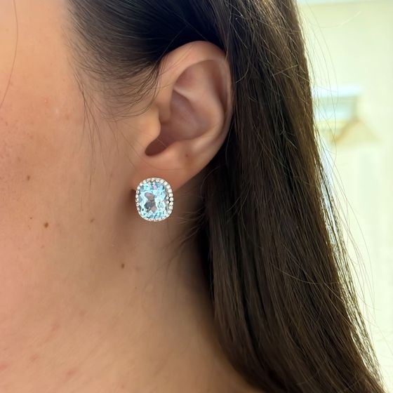 Серебряные серьги с топазом 12.432ct, фианитами